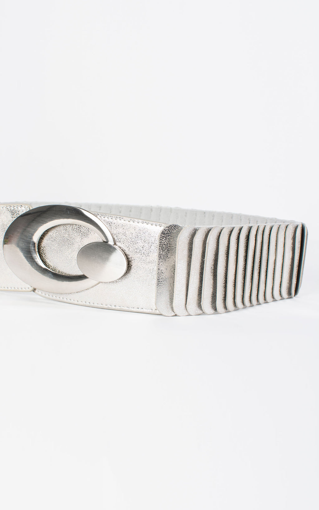 Layered Oval Buckle Belt | Silver