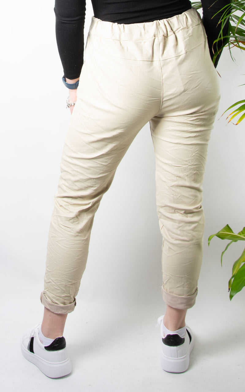 Magic Trousers | Leather Look | Cream