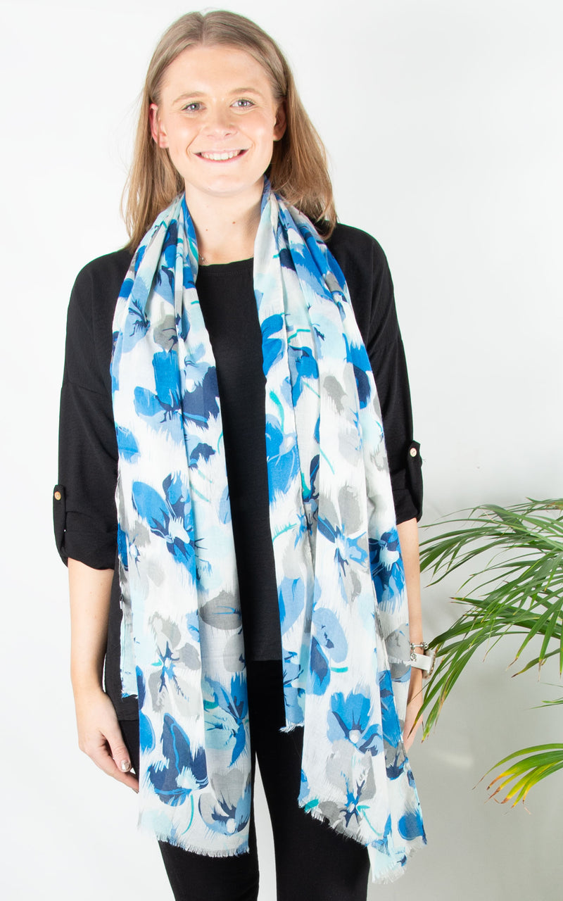 Orchid Floral Scarf | Blue