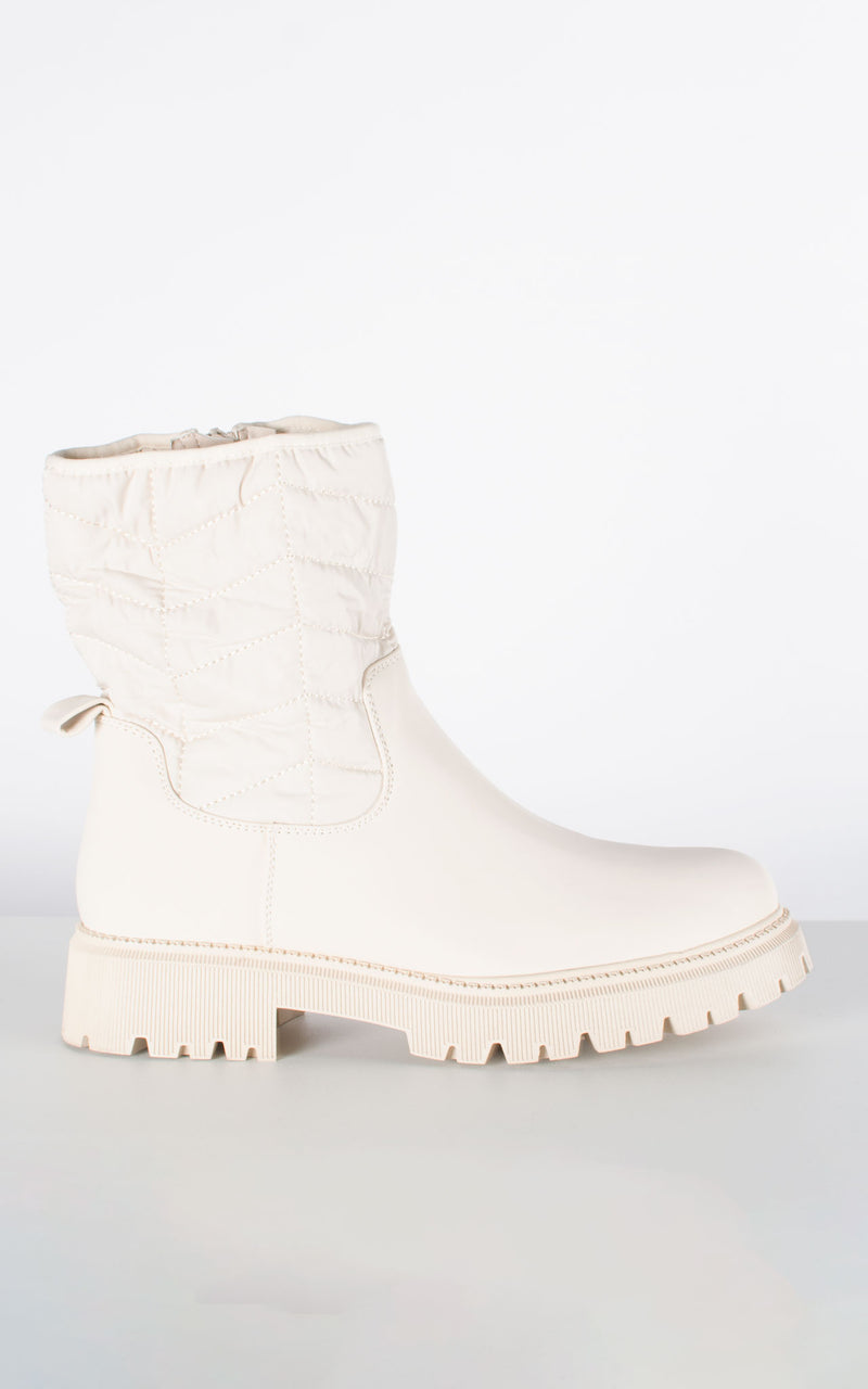 Quilted Ankle Boot | Beige
