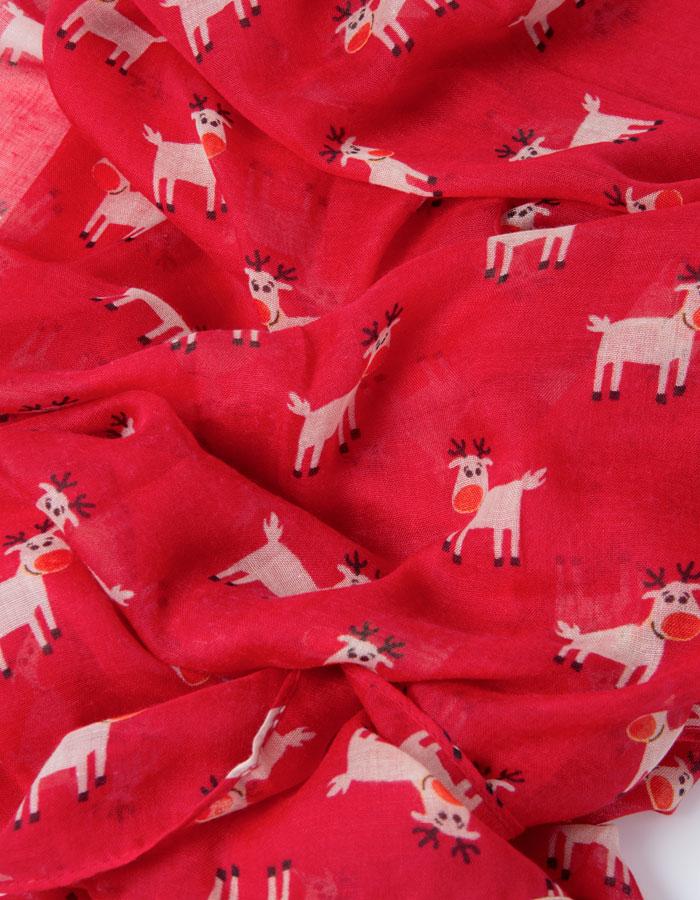 Red Rudolph Christmas Scarf