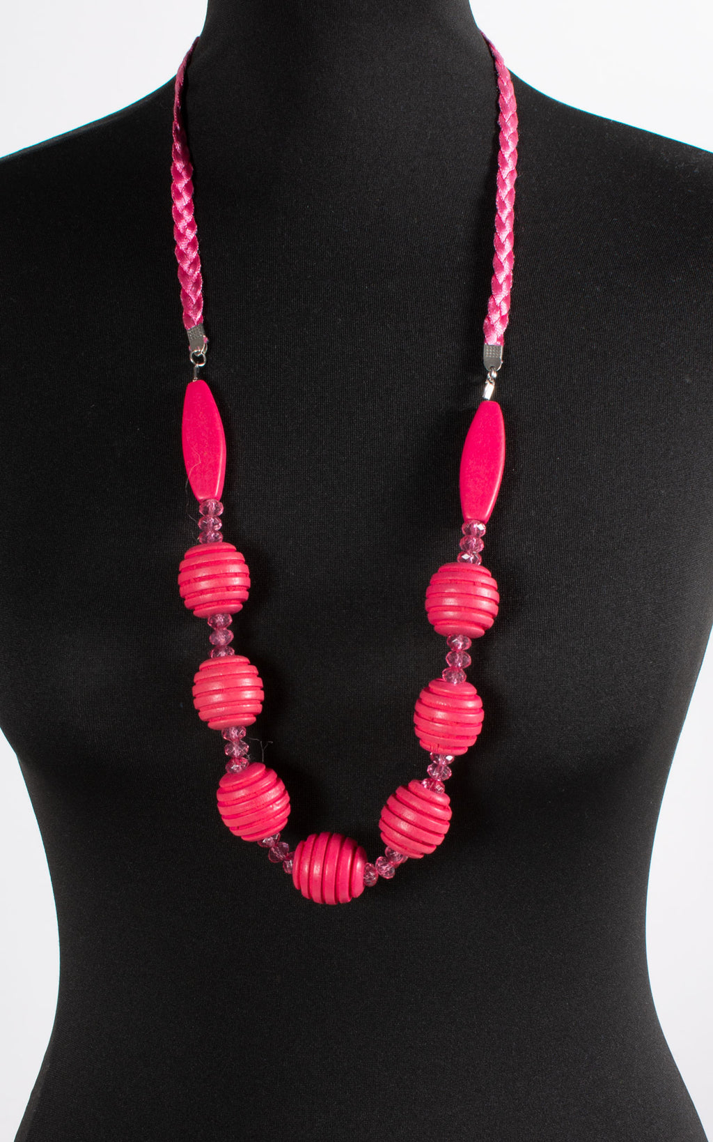 Ribbed Bead Necklace | Hot Pink