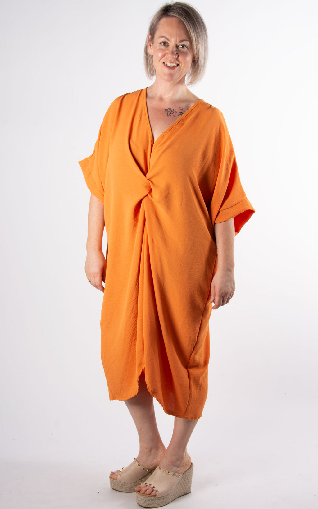 Whoopi V-neck Dress | Orange