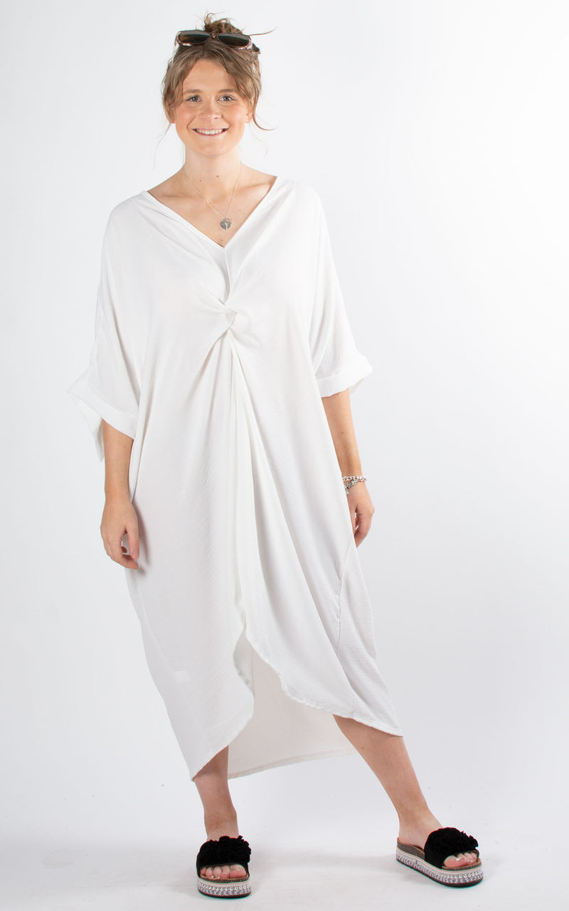 Whoopi V-neck Dress | White