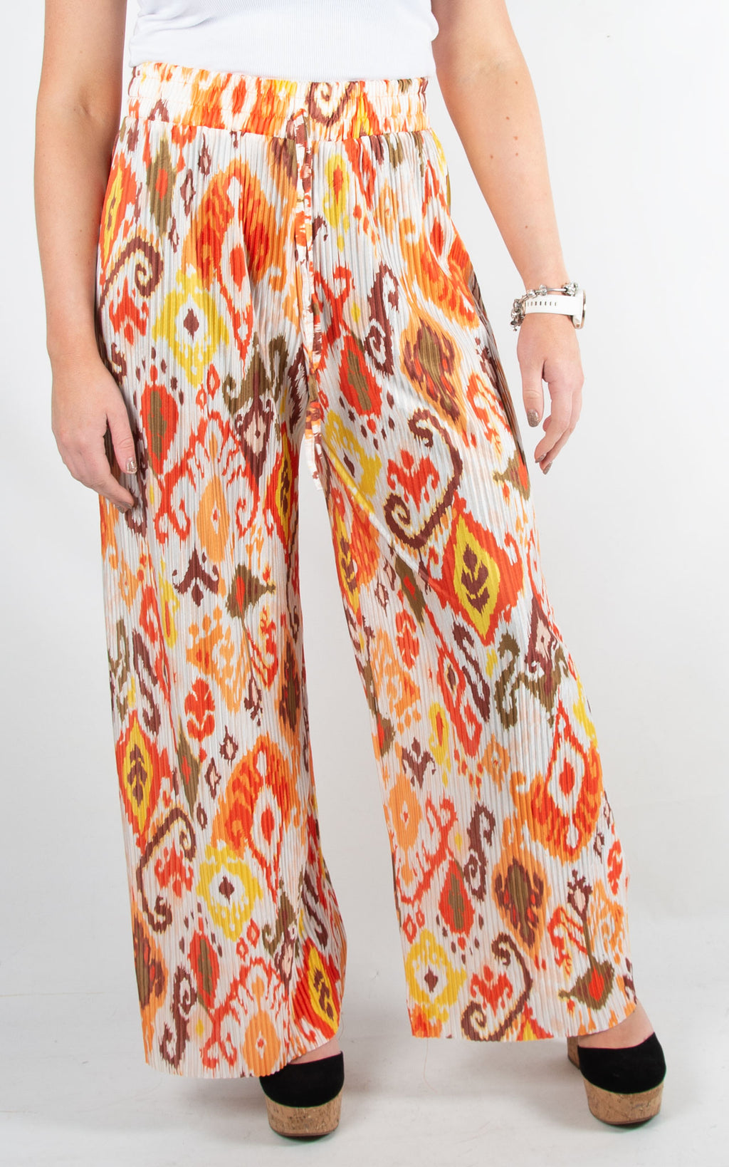 Wide Leg Multicolour Trousers | Orange