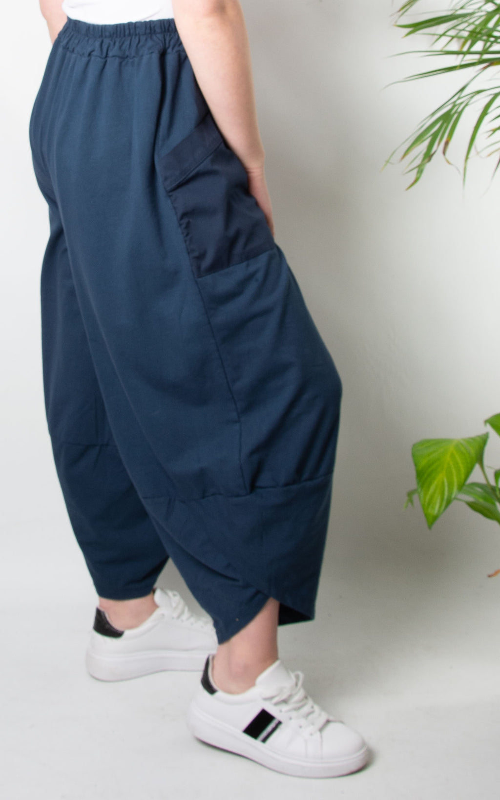 Wide Leg Sweat Pocket Trouser | Navy