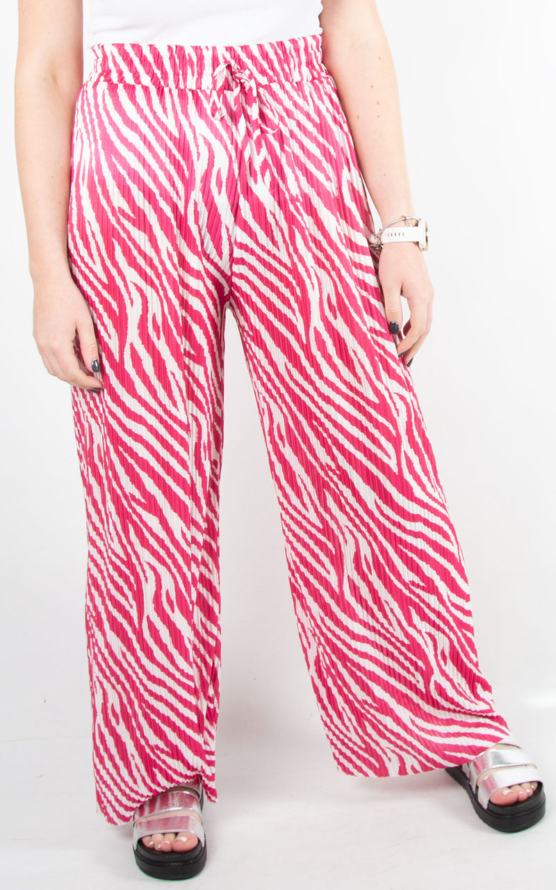 Wide Leg Zebra Trousers | Pink